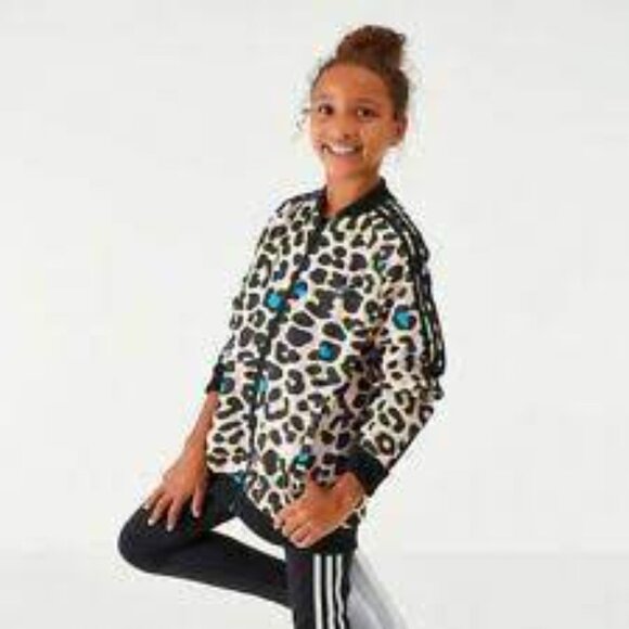 ADIDAS Youth Pink LZ Leopard Print SST Superstar Track Jacket M